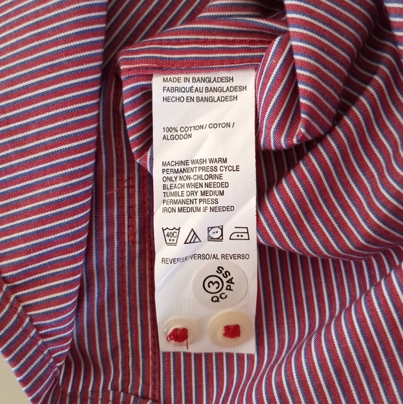 IZOD Mens Vintage Pin Striped Long Sleeve Button Down Dress Shirt Size Small - Picture 15 of 16